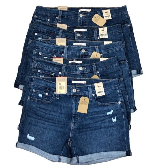 LEVIS WOMEN MID‎ LENGTH DISTRESSED DENIM  CUFFED SHORTS NEW WITH TAG - Picture 8 of 13